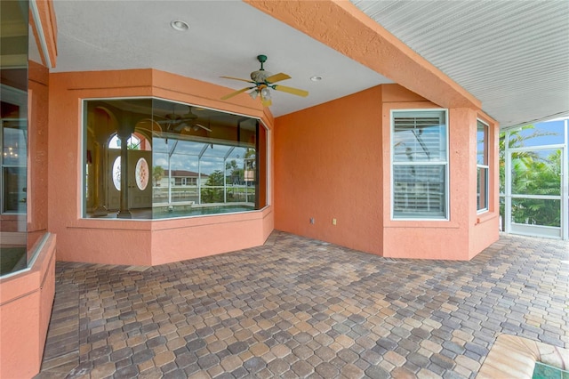 view of patio with a ceiling fan