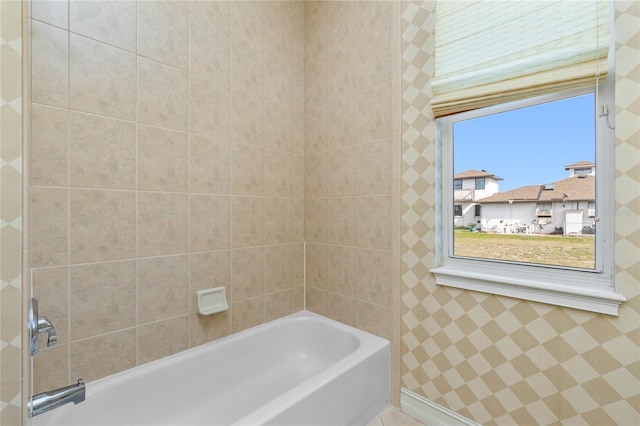 full bathroom featuring washtub / shower combination