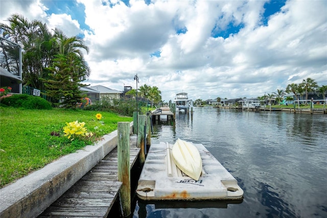 dock area with a water view