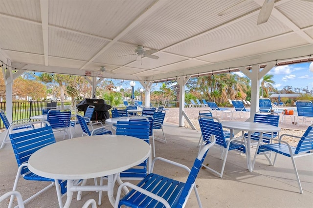 view of patio / terrace featuring ceiling fan