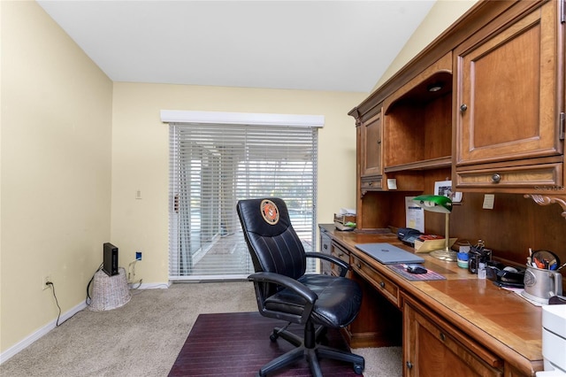 office space with light colored carpet