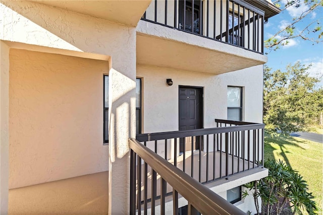 doorway to property with a balcony