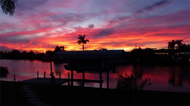 view of water feature featuring a dock