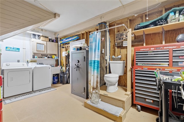 basement with independent washer and dryer