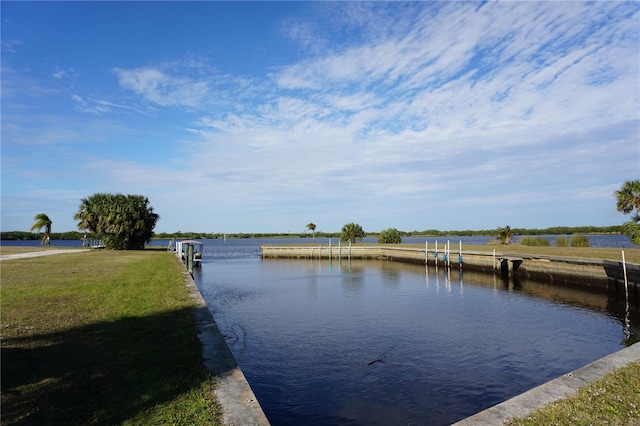 water view featuring a dock