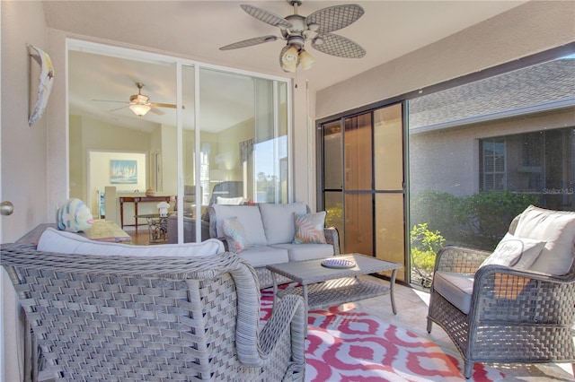 interior space with an outdoor hangout area