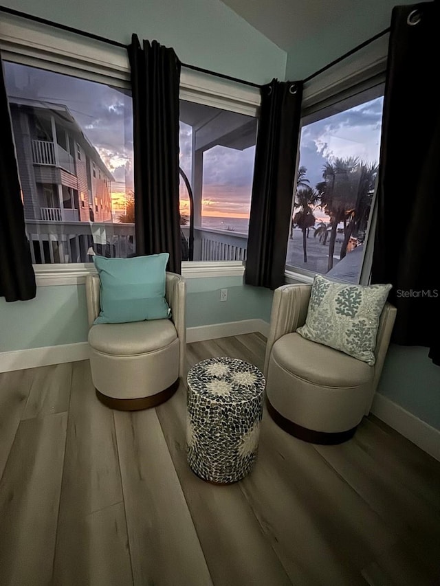 sitting room featuring hardwood / wood-style floors