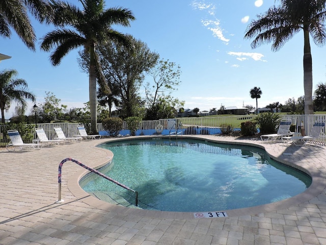 view of pool featuring a patio