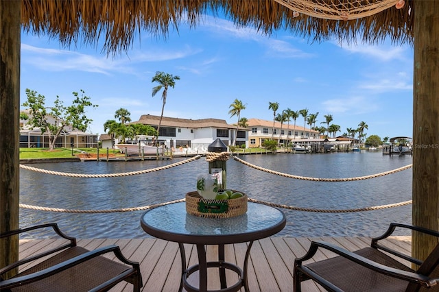 dock area featuring a water view