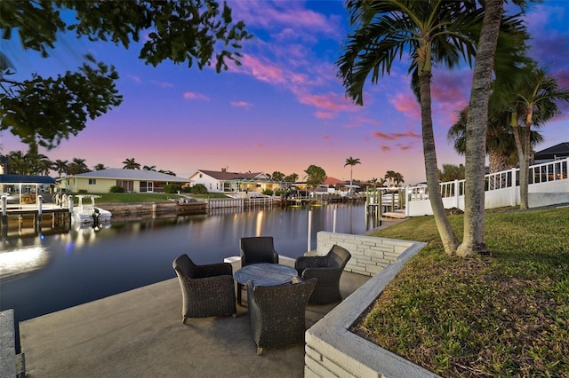 view of dock featuring a water view