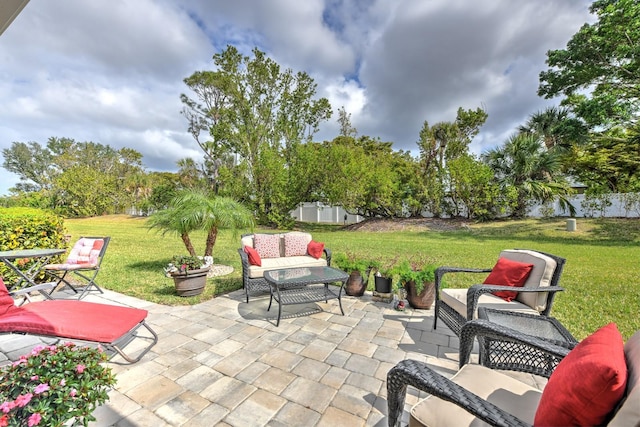 view of patio featuring an outdoor hangout area