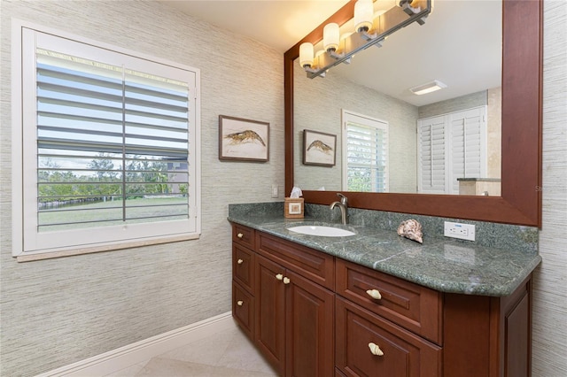 bathroom featuring vanity and tile patterned flooring