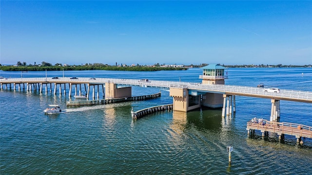 view of dock featuring a water view