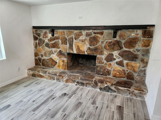 room details featuring a fireplace