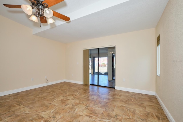 unfurnished room with ceiling fan