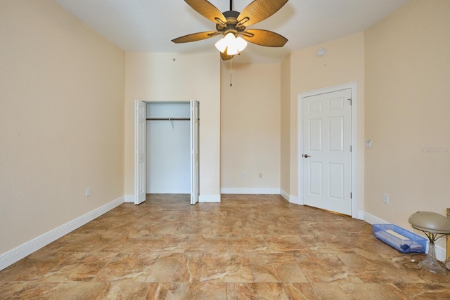 unfurnished bedroom with ceiling fan