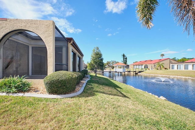 view of yard featuring a water view