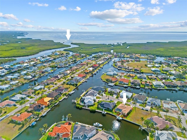 bird's eye view featuring a water view