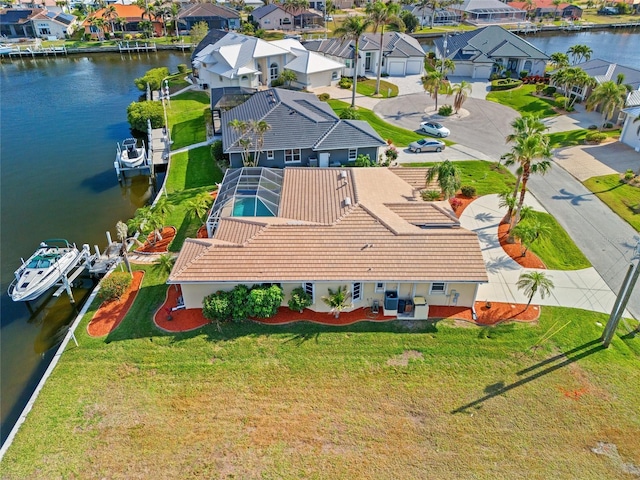 bird's eye view featuring a water view