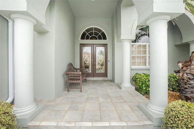 doorway to property featuring french doors