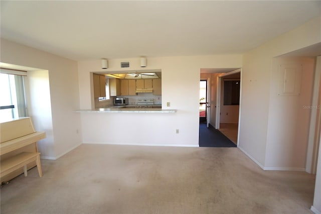 unfurnished living room with carpet flooring