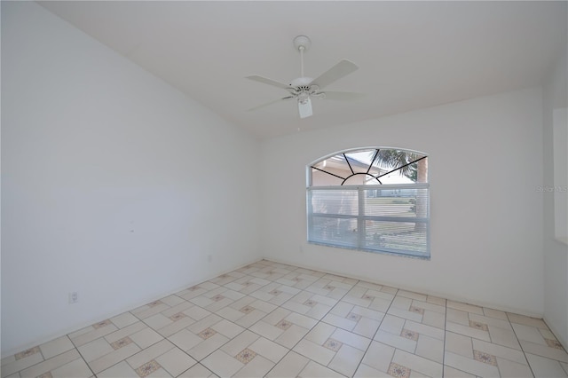 spare room with ceiling fan