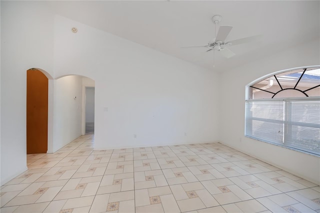 spare room with ceiling fan