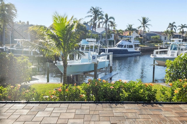 water view with a boat dock