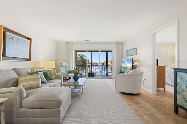 living room featuring light hardwood / wood-style flooring