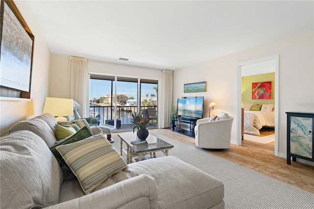 living room featuring light hardwood / wood-style flooring