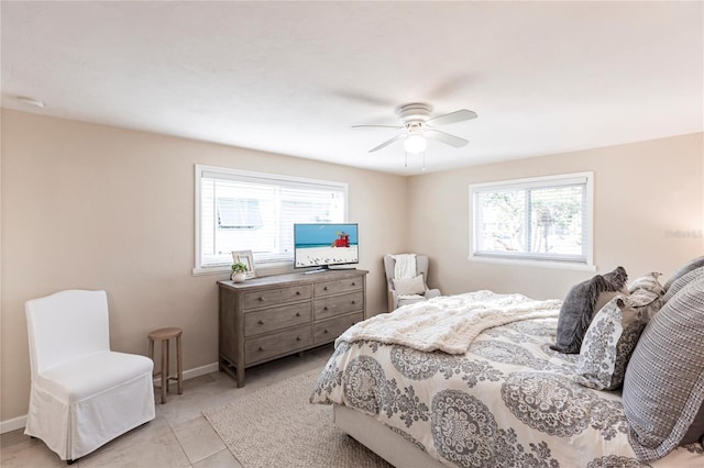 bedroom featuring ceiling fan