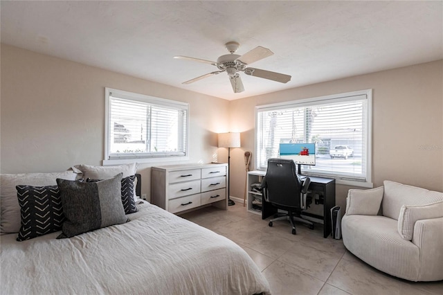 bedroom featuring ceiling fan