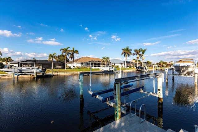 dock area featuring a water view