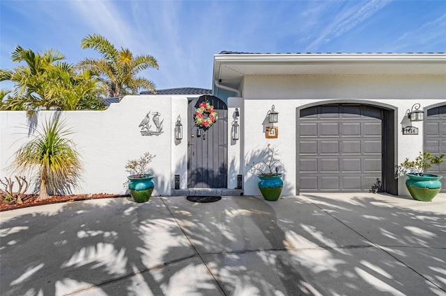 exterior space with a garage