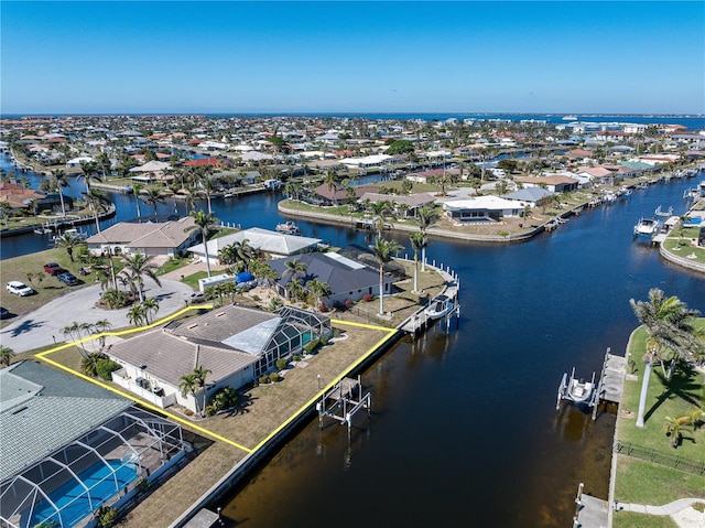 bird's eye view featuring a water view