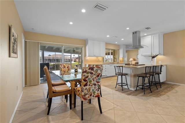 view of tiled dining area