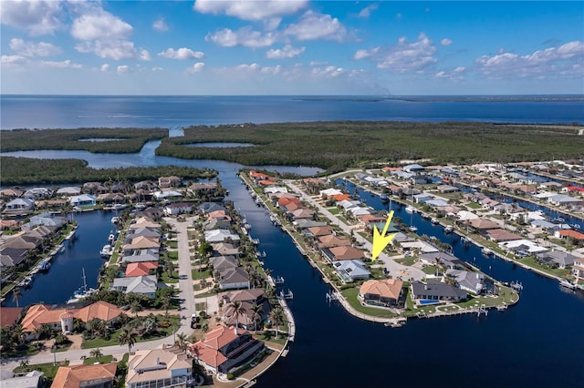 bird's eye view featuring a water view