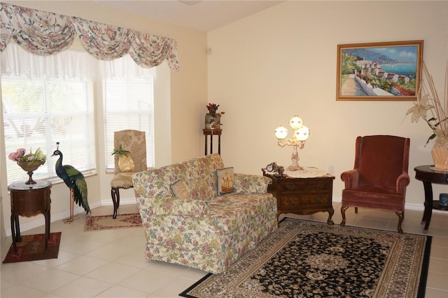 interior space featuring light tile patterned floors