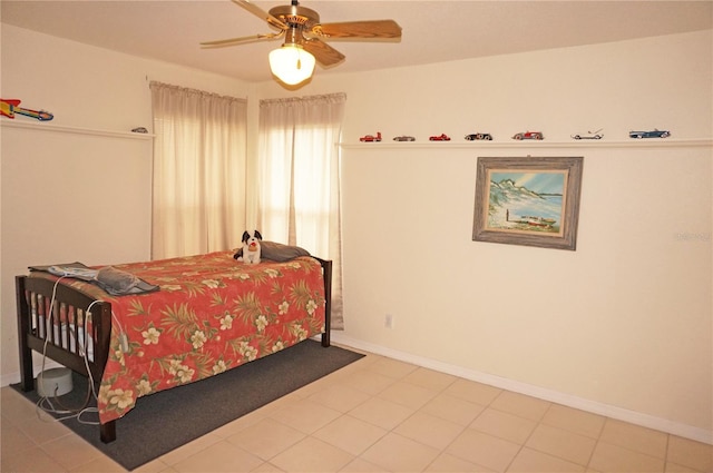 bedroom featuring ceiling fan