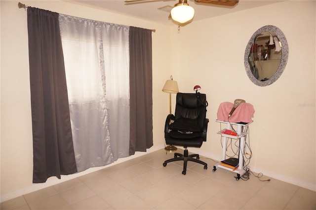 office area featuring ceiling fan