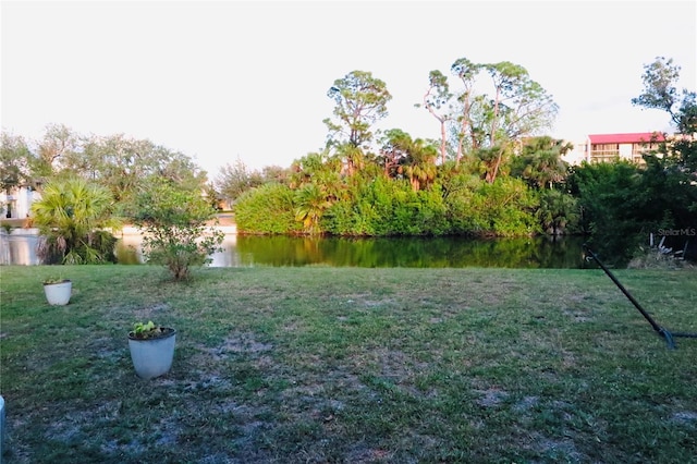 view of yard featuring a water view