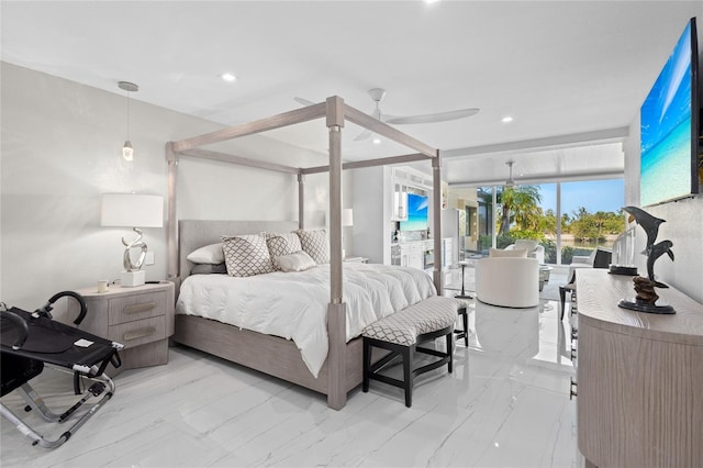 bedroom featuring ceiling fan