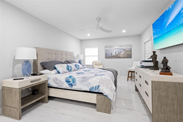 bedroom featuring ceiling fan