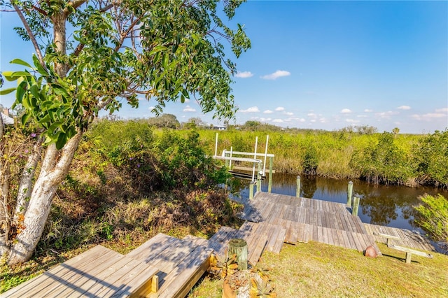 dock area featuring a water view