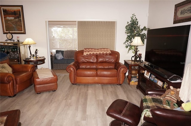 living room featuring light wood-type flooring