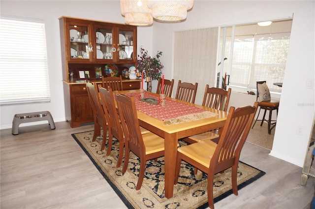 dining room with light hardwood / wood-style floors