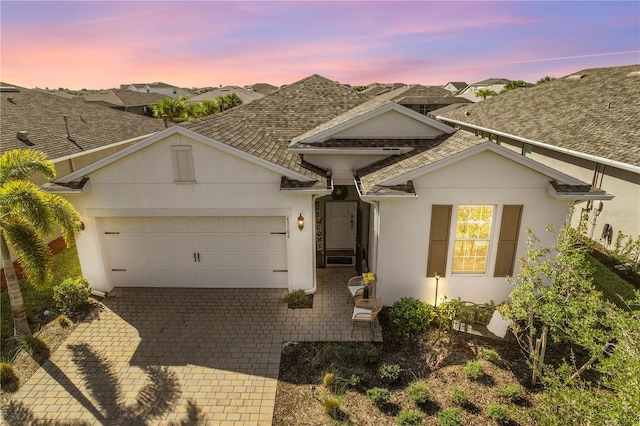 view of front of house with a garage