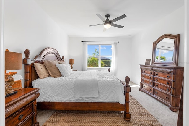 bedroom featuring ceiling fan and carpet flooring