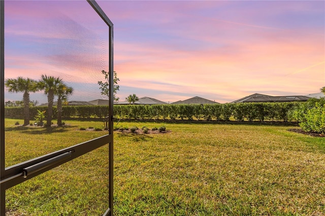 view of yard at dusk