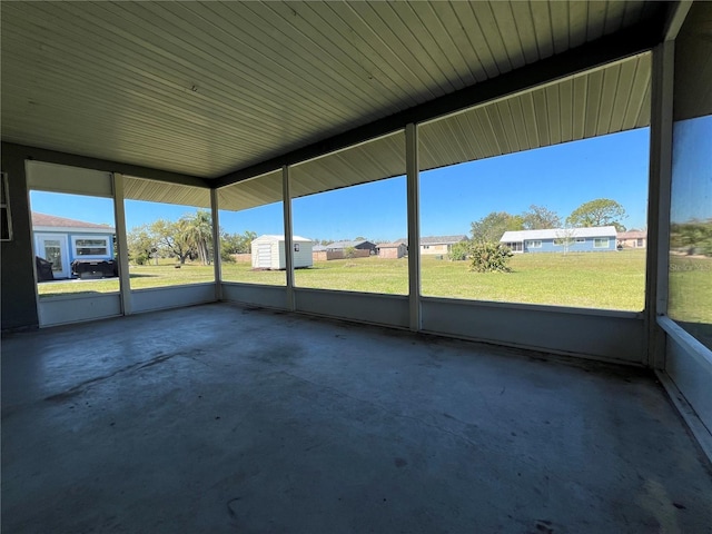 view of unfurnished sunroom